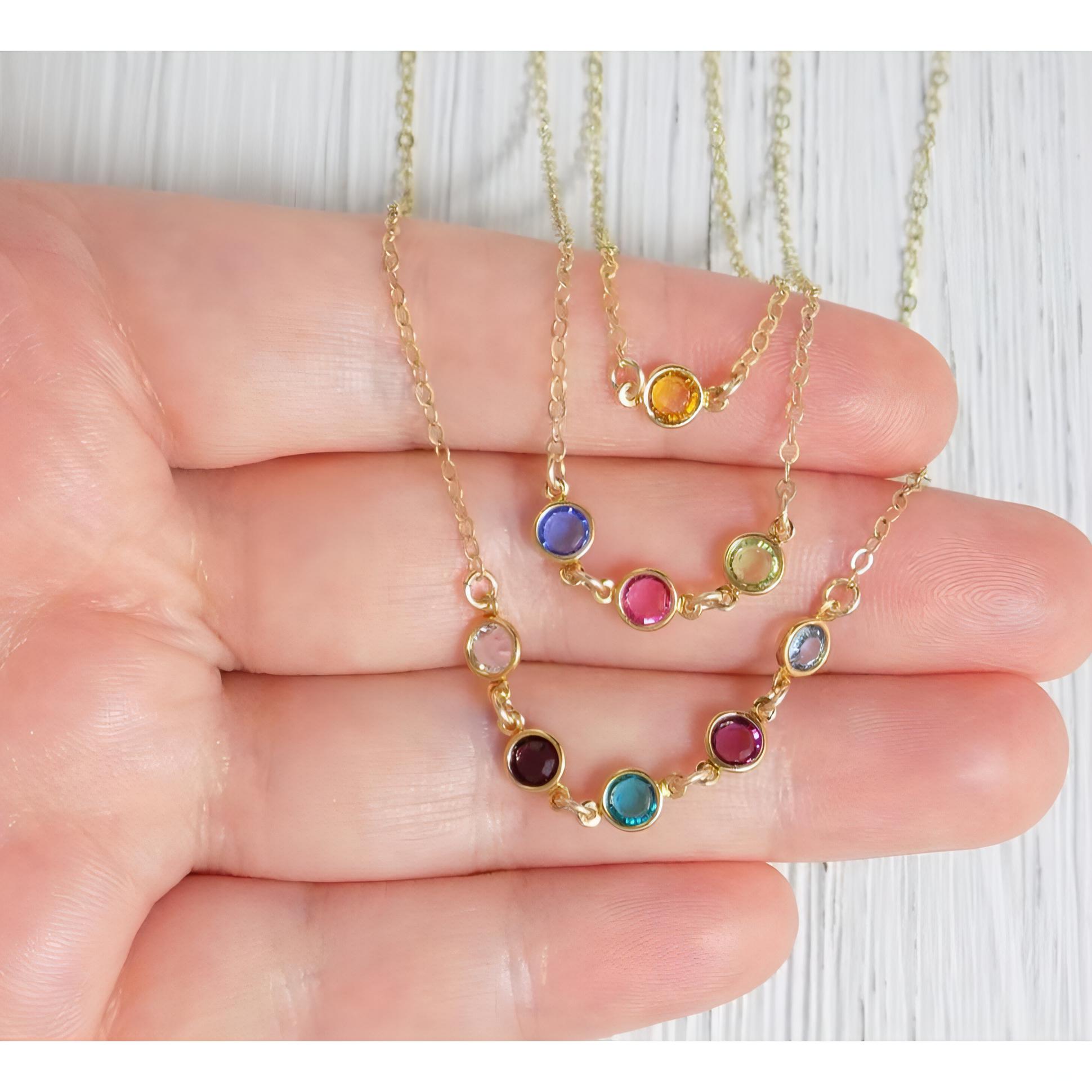 Mother's Birthstone Scatter Bar Necklace (4-8 Stones) | Peoples Jewellers